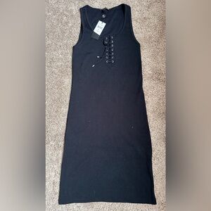 Ralph Lauren Black Lace-Up Midi Dress